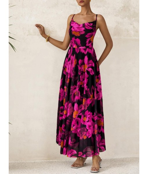 BTFBM Women Summer Floral Maxi Dresses Elegant Spaghetti Strap Dress Printed Party Dress Beach Long Dresses