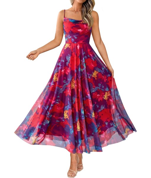 BTFBM Women Summer Floral Maxi Dresses Elegant Spaghetti Strap Dress Printed Party Dress Beach Long Dresses