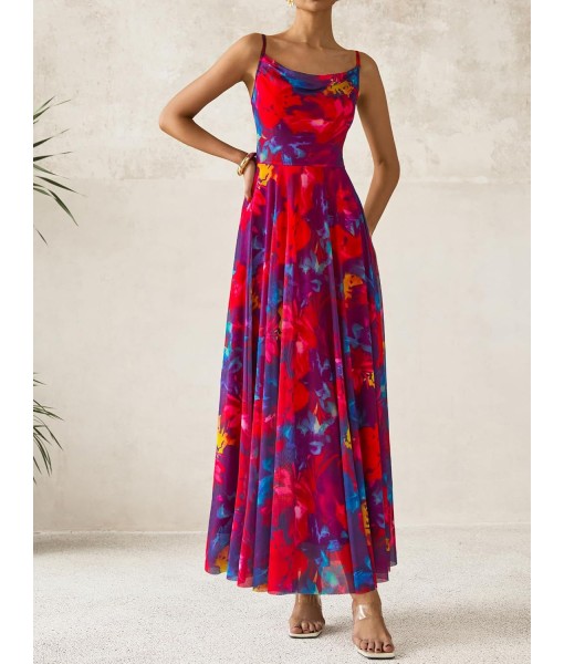 BTFBM Women Summer Floral Maxi Dresses Elegant Spaghetti Strap Dress Printed Party Dress Beach Long Dresses