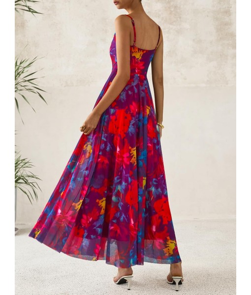 BTFBM Women Summer Floral Maxi Dresses Elegant Spaghetti Strap Dress Printed Party Dress Beach Long Dresses