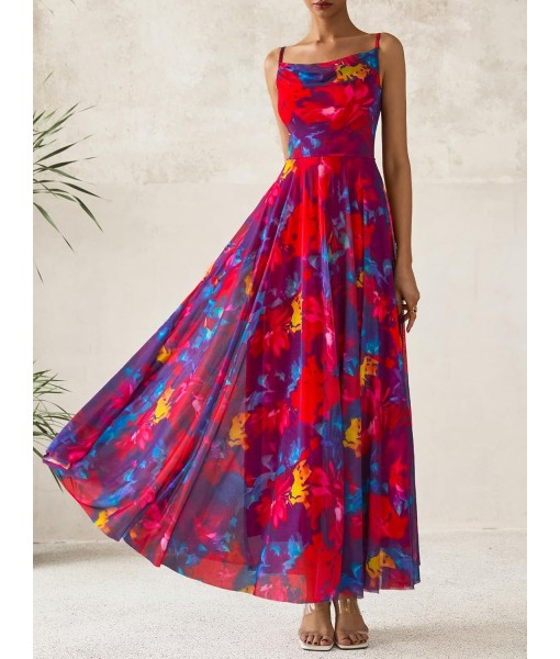 BTFBM Women Summer Floral Maxi Dresses Elegant Spaghetti Strap Dress Printed Party Dress Beach Long Dresses