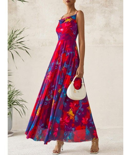 BTFBM Women Summer Floral Maxi Dresses Elegant Spaghetti Strap Dress Printed Party Dress Beach Long Dresses