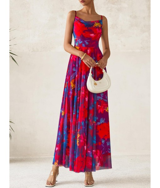 BTFBM Women Summer Floral Maxi Dresses Elegant Spaghetti Strap Dress Printed Party Dress Beach Long Dresses