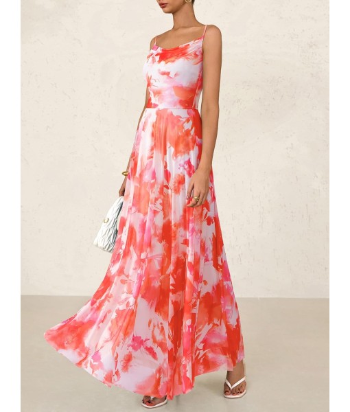 BTFBM Women Summer Floral Maxi Dresses Elegant Spaghetti Strap Dress Printed Party Dress Beach Long Dresses