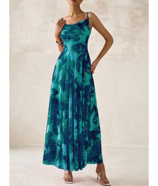 BTFBM Women Summer Floral Maxi Dresses Elegant Spaghetti Strap Dress Printed Party Dress Beach Long Dresses
