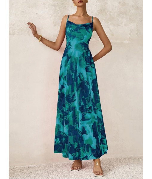 BTFBM Women Summer Floral Maxi Dresses Elegant Spaghetti Strap Dress Printed Party Dress Beach Long Dresses