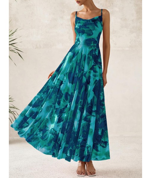 BTFBM Women Summer Floral Maxi Dresses Elegant Spaghetti Strap Dress Printed Party Dress Beach Long Dresses