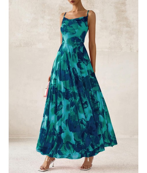 BTFBM Women Summer Floral Maxi Dresses Elegant Spaghetti Strap Dress Printed Party Dress Beach Long Dresses