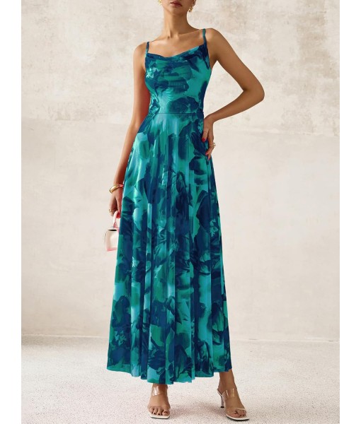 BTFBM Women Summer Floral Maxi Dresses Elegant Spaghetti Strap Dress Printed Party Dress Beach Long Dresses
