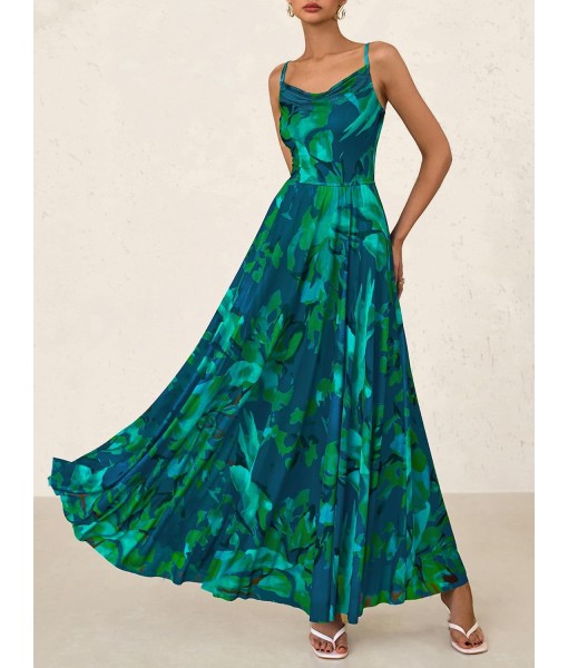 BTFBM Women Summer Floral Maxi Dresses Elegant Spaghetti Strap Dress Printed Party Dress Beach Long Dresses