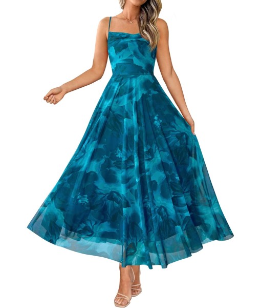 BTFBM Women Summer Floral Maxi Dresses Elegant Spaghetti Strap Dress Printed Party Dress Beach Long Dresses
