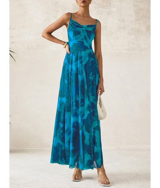 BTFBM Women Summer Floral Maxi Dresses Elegant Spaghetti Strap Dress Printed Party Dress Beach Long Dresses