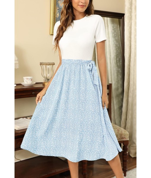 Zattcas Women 2025 Summer Dress Short Sleeve Ribbed Teacher Church Modest Business Casual Work Outfits Midi Dress