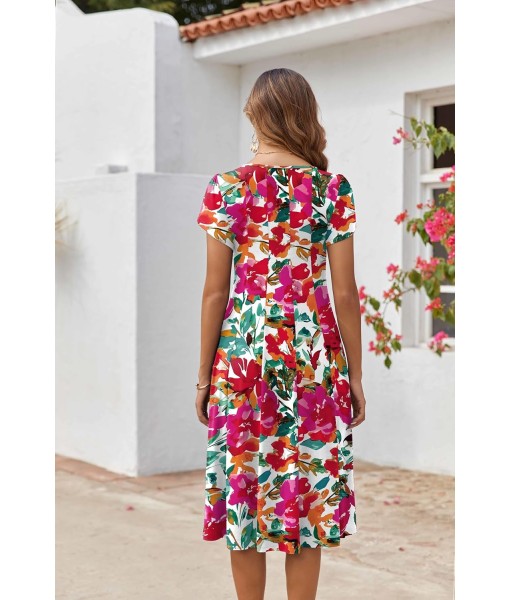 Zeagoo Womens Casual Dresses for Summer Short Sleeve Flare Midi Dress Loose Flowy Beach Sundress