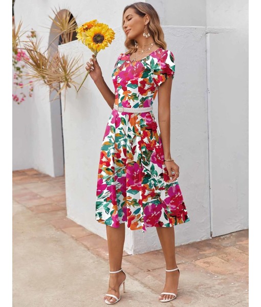 Zeagoo Womens Casual Dresses for Summer Short Sleeve Flare Midi Dress Loose Flowy Beach Sundress