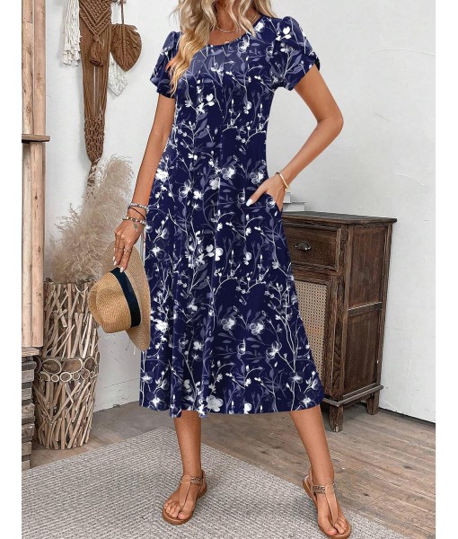 Zeagoo Womens Casual Dresses for Summer Short Sleeve Flare Midi Dress Loose Flowy Beach Sundress