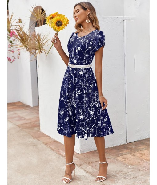 Zeagoo Womens Casual Dresses for Summer Short Sleeve Flare Midi Dress Loose Flowy Beach Sundress