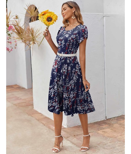 Zeagoo Womens Casual Dresses for Summer Short Sleeve Flare Midi Dress Loose Flowy Beach Sundress