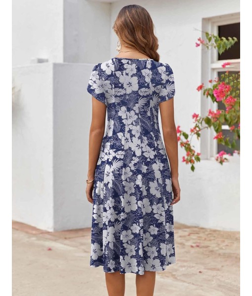 Zeagoo Womens Casual Dresses for Summer Short Sleeve Flare Midi Dress Loose Flowy Beach Sundress