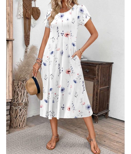 Zeagoo Womens Casual Dresses for Summer Short Sleeve Flare Midi Dress Loose Flowy Beach Sundress