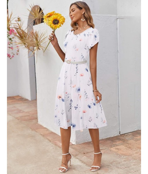 Zeagoo Womens Casual Dresses for Summer Short Sleeve Flare Midi Dress Loose Flowy Beach Sundress