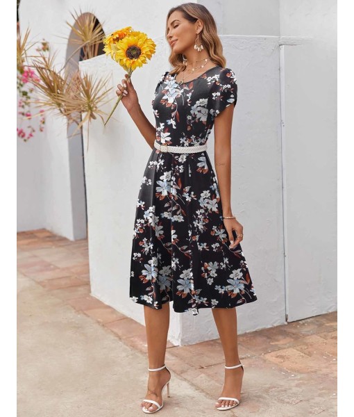 Zeagoo Womens Casual Dresses for Summer Short Sleeve Flare Midi Dress Loose Flowy Beach Sundress