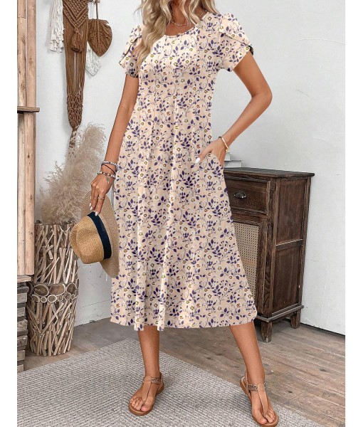 Zeagoo Womens Casual Dresses for Summer Short Sleeve Flare Midi Dress Loose Flowy Beach Sundress
