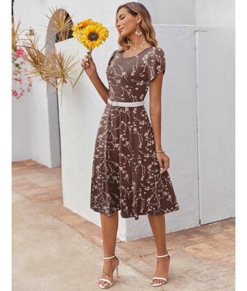 Zeagoo Womens Casual Dresses for Summer Short Sleeve Flare Midi Dress Loose Flowy Beach Sundress