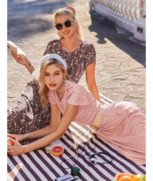 Zeagoo Womens Casual Dresses for Summer Short Sleeve Flare Midi Dress Loose Flowy Beach Sundress