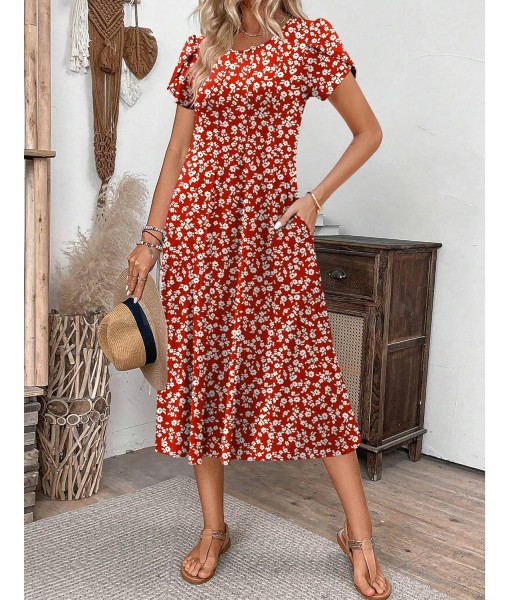 Zeagoo Womens Casual Dresses for Summer Short Sleeve Flare Midi Dress Loose Flowy Beach Sundress