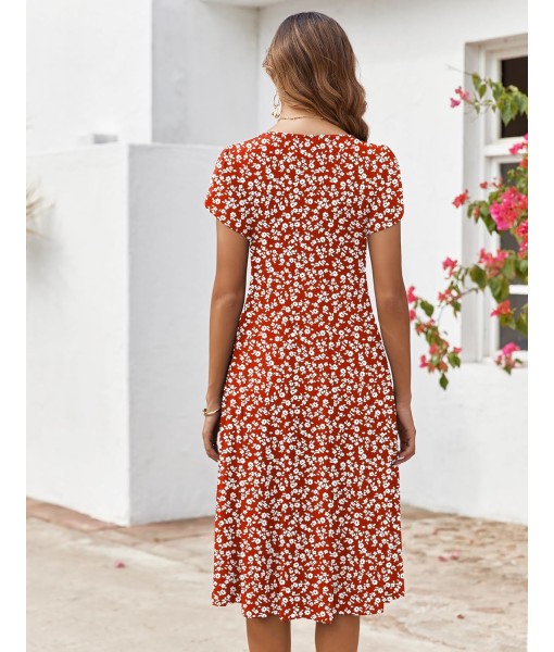 Zeagoo Womens Casual Dresses for Summer Short Sleeve Flare Midi Dress Loose Flowy Beach Sundress
