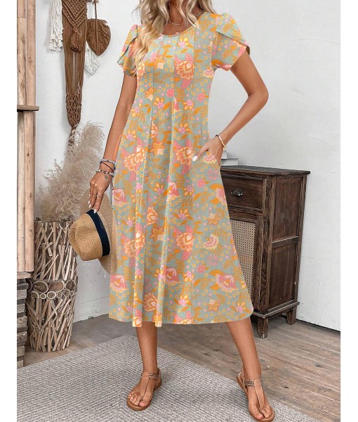 Zeagoo Womens Casual Dresses for Summer Short Sleeve Flare Midi Dress Loose Flowy Beach Sundress