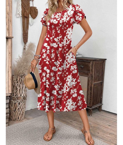 Zeagoo Womens Casual Dresses for Summer Short Sleeve Flare Midi Dress Loose Flowy Beach Sundress