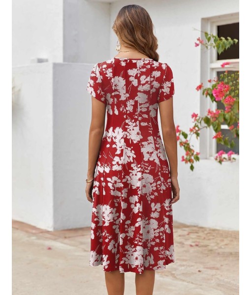 Zeagoo Womens Casual Dresses for Summer Short Sleeve Flare Midi Dress Loose Flowy Beach Sundress
