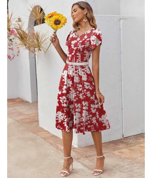 Zeagoo Womens Casual Dresses for Summer Short Sleeve Flare Midi Dress Loose Flowy Beach Sundress