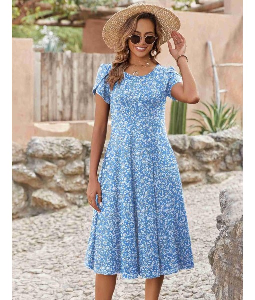 Zeagoo Womens Casual Dresses for Summer Short Sleeve Flare Midi Dress Loose Flowy Beach Sundress