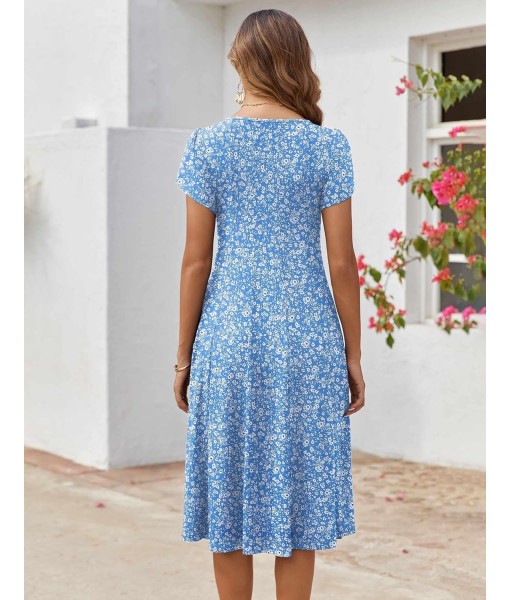 Zeagoo Womens Casual Dresses for Summer Short Sleeve Flare Midi Dress Loose Flowy Beach Sundress