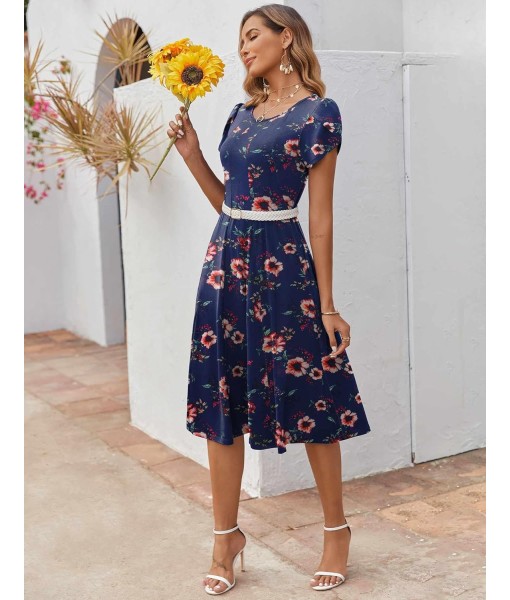 Zeagoo Womens Casual Dresses for Summer Short Sleeve Flare Midi Dress Loose Flowy Beach Sundress