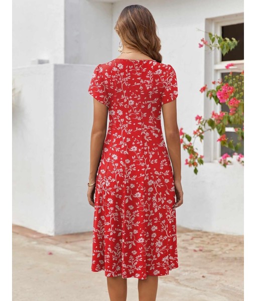 Zeagoo Womens Casual Dresses for Summer Short Sleeve Flare Midi Dress Loose Flowy Beach Sundress