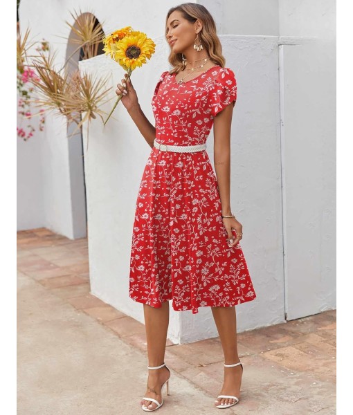 Zeagoo Womens Casual Dresses for Summer Short Sleeve Flare Midi Dress Loose Flowy Beach Sundress