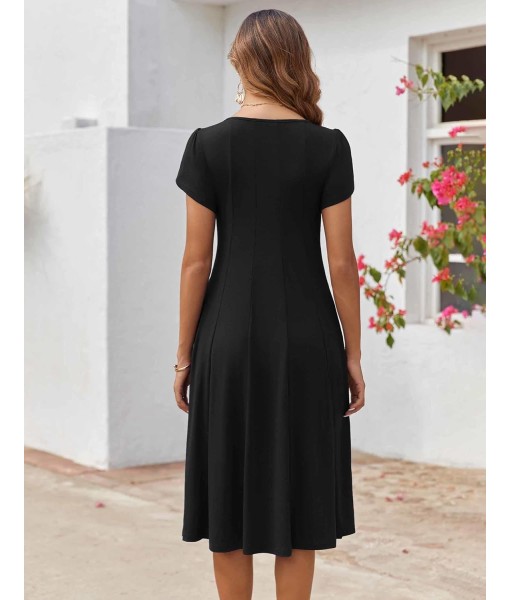 Zeagoo Womens Casual Dresses for Summer Short Sleeve Flare Midi Dress Loose Flowy Beach Sundress