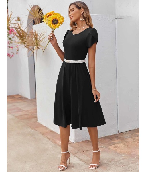 Zeagoo Womens Casual Dresses for Summer Short Sleeve Flare Midi Dress Loose Flowy Beach Sundress