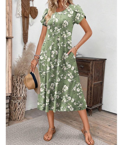 Zeagoo Womens Casual Dresses for Summer Short Sleeve Flare Midi Dress Loose Flowy Beach Sundress