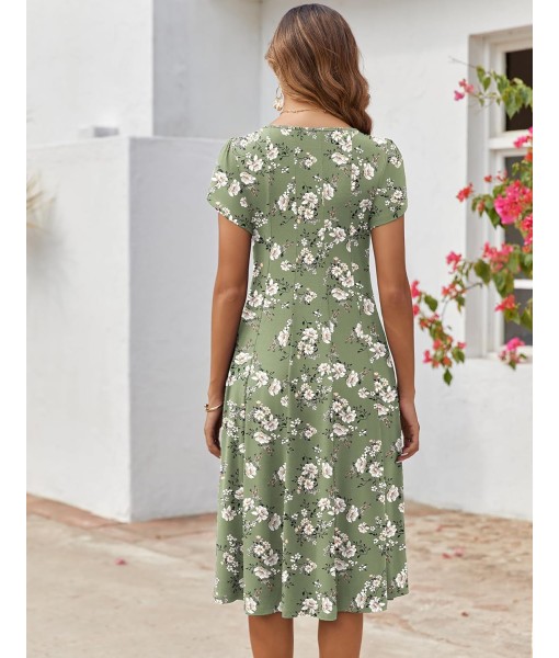 Zeagoo Womens Casual Dresses for Summer Short Sleeve Flare Midi Dress Loose Flowy Beach Sundress