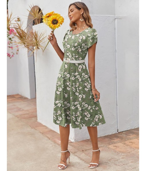 Zeagoo Womens Casual Dresses for Summer Short Sleeve Flare Midi Dress Loose Flowy Beach Sundress