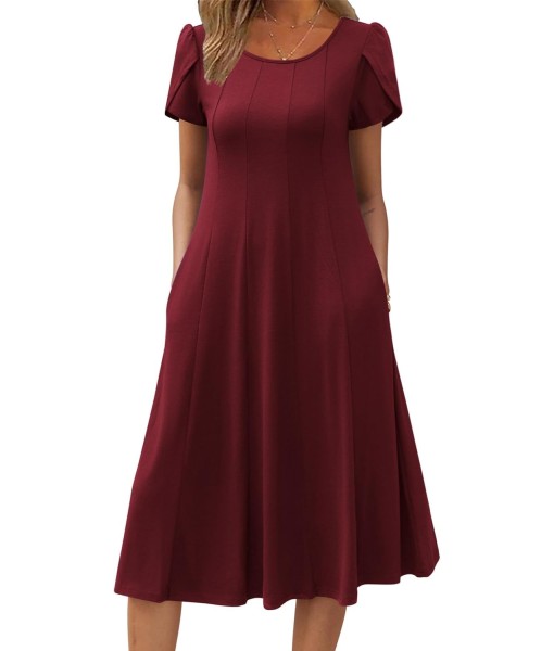 Zeagoo Womens Casual Dresses for Summer Short Sleeve Flare Midi Dress Loose Flowy Beach Sundress