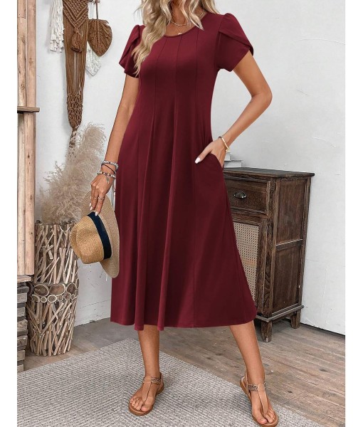 Zeagoo Womens Casual Dresses for Summer Short Sleeve Flare Midi Dress Loose Flowy Beach Sundress