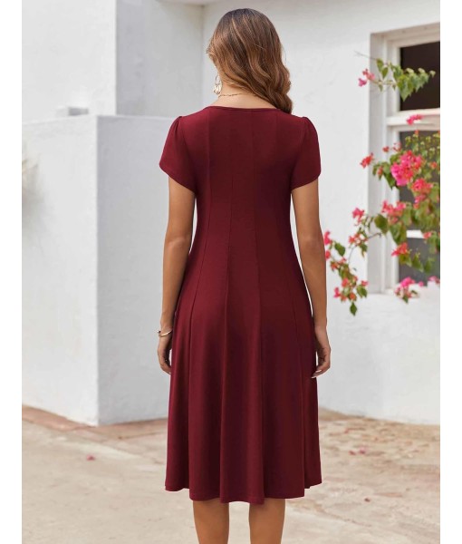 Zeagoo Womens Casual Dresses for Summer Short Sleeve Flare Midi Dress Loose Flowy Beach Sundress