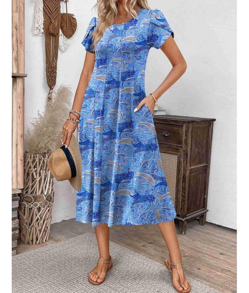 Zeagoo Womens Casual Dresses for Summer Short Sleeve Flare Midi Dress Loose Flowy Beach Sundress