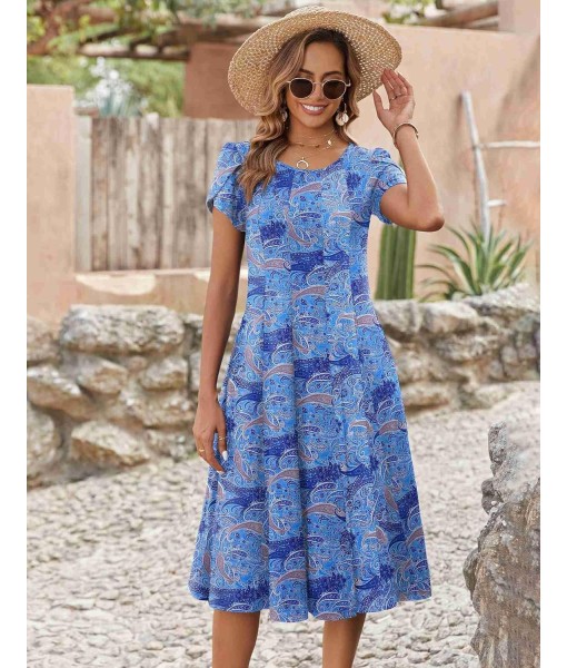 Zeagoo Womens Casual Dresses for Summer Short Sleeve Flare Midi Dress Loose Flowy Beach Sundress